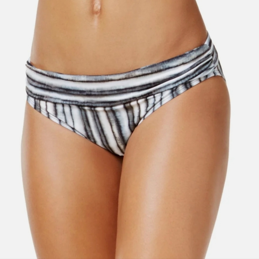 NWT - LaBlanca Grey & White Stripe Bikini Brief - 10